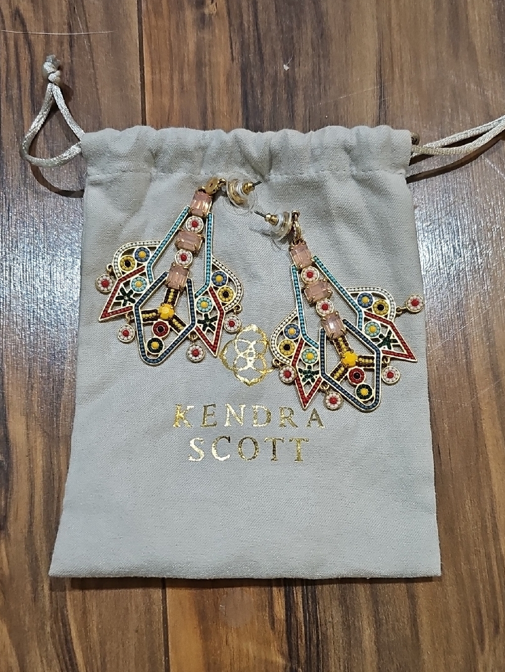 Kendra Scott Multicolor Gold-Tone Mosaic Drop Earrings